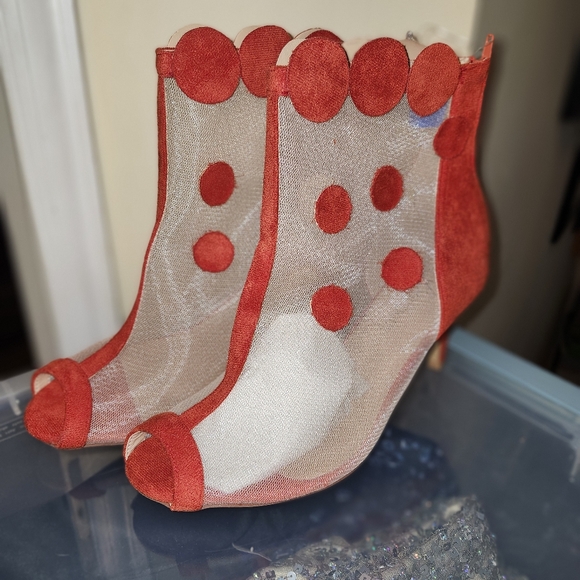 Especially Yours Shoes - Epecially Yours Boutique Elegant Red Mesh Ankle Boots 10 New